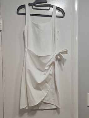 Express White Tie-Waist Mini Dress